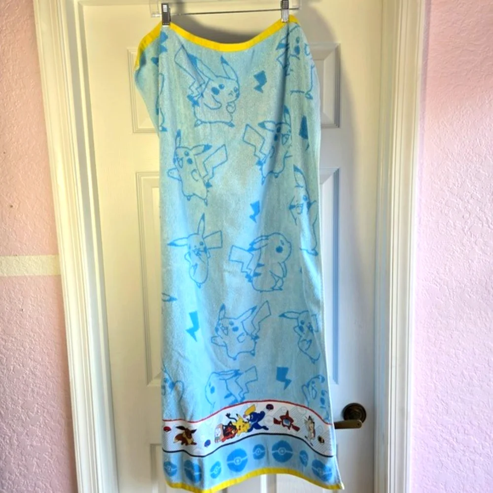 Pokemon Speed Moves Bath Towel Embroidered‎ Blue